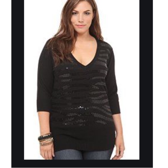 torrid Sweaters - TORRID BLACK SEQUIN VNECK SWEATER